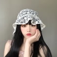 thumbnail image 2 of Gorro de encaje calado con flores de hadas para mujer, gorro de pescador fino, transpirable, a la moda, estilo coreano, para verano, 2 of 6