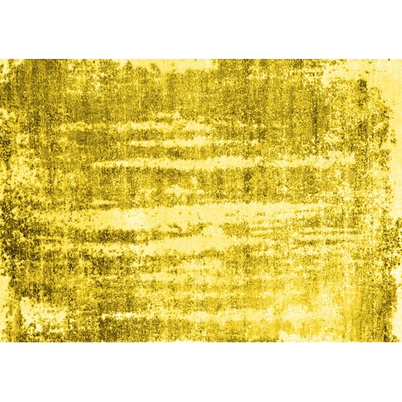 Ahgly Company Machine Washable Indoor Rectangle Oriental Yellow Industrial Area Rugs, 7' x 10'