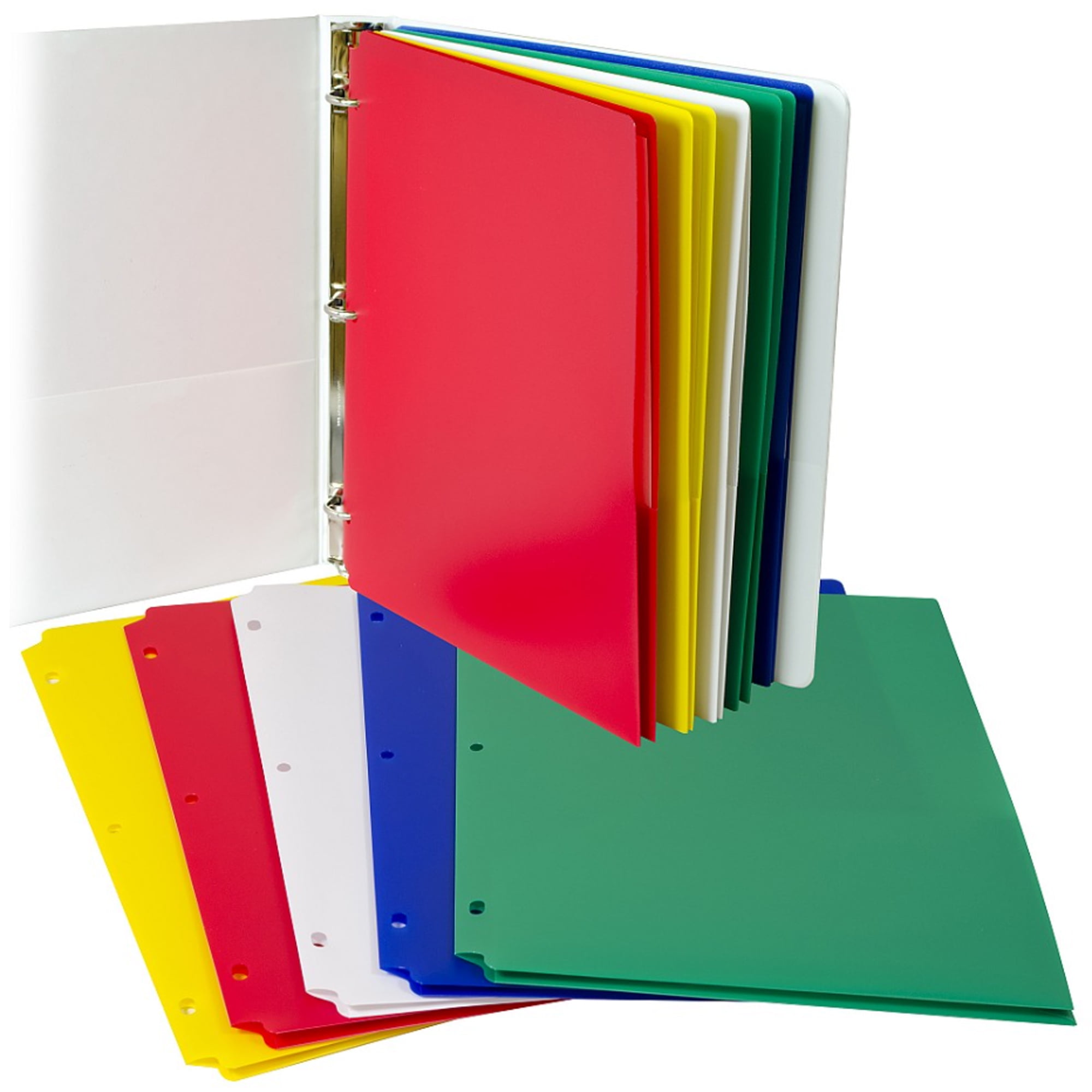 C-Line Two-Pocket Heavyweight Poly Portfolio Folder with Three-Hole Punch, Assorted Primary Colors, 10 Per Pack, 2 Packs