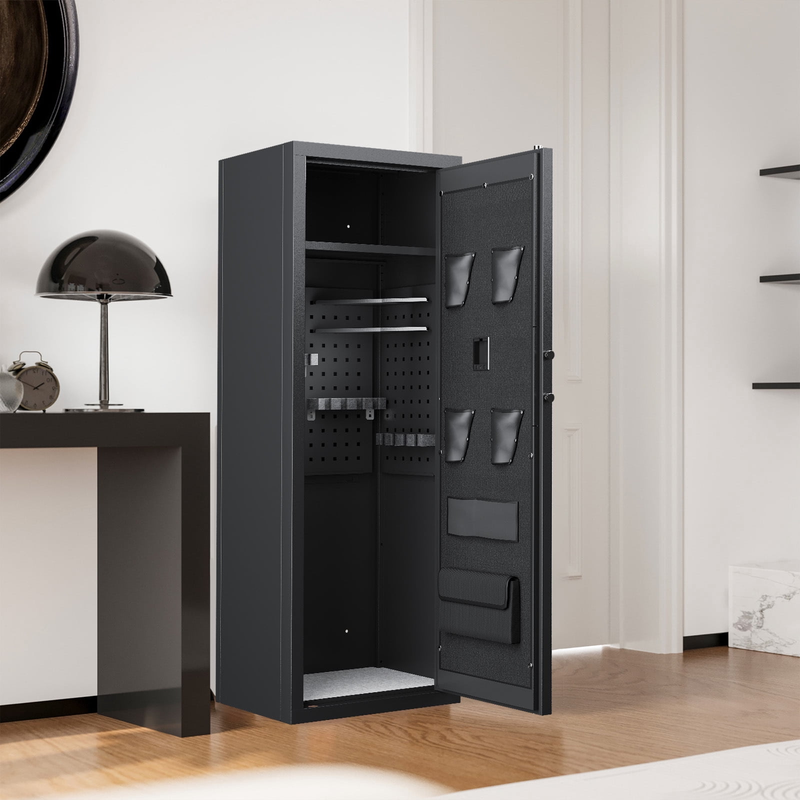 Sapital 10-12 Biometric Gun Safe for Rifles and Pistols, Large Rifle Cabinet with Adjustable Gun Rack and Partition