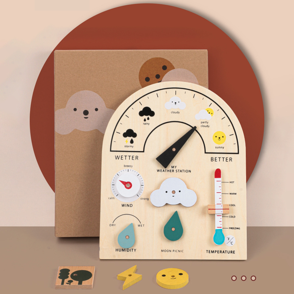 Wooden Weather Station Children's Toy Learning Observatory Weather