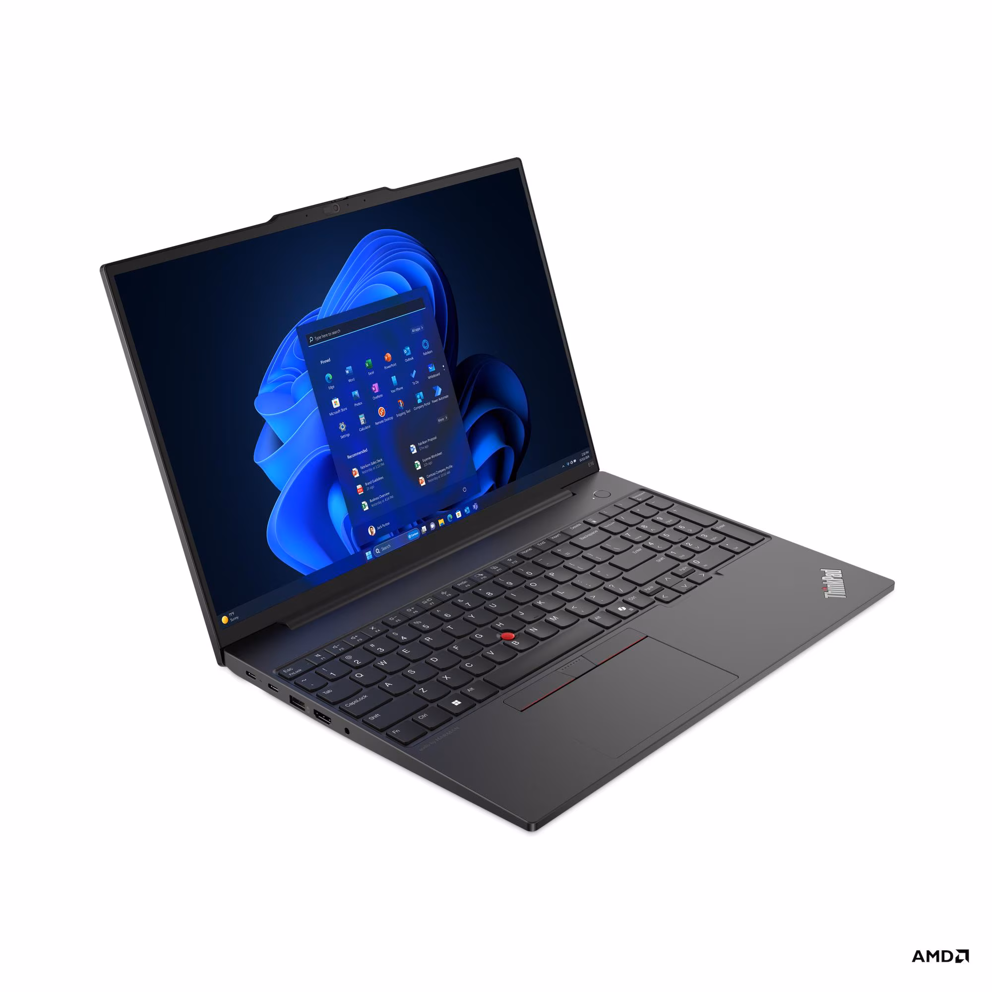 thumbnail image 2 of Lenovo ThinkPad E16 Gen 2 Business Laptop, 16" WUXGA IPS, AMD Ryzen 5 7535U, Windows 11 Pro, 64GB DDR5, 4TB SSD, Fingerprint, ThinkShield Security, Aluminium Case, Black, 2 of 10
