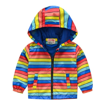

BIZIZA Toddler Baby Jacket Cartoon Print Long Sleeve Hooded Pockets Zip Up Coat 2-6Y Chlid Tops Multicolor 130