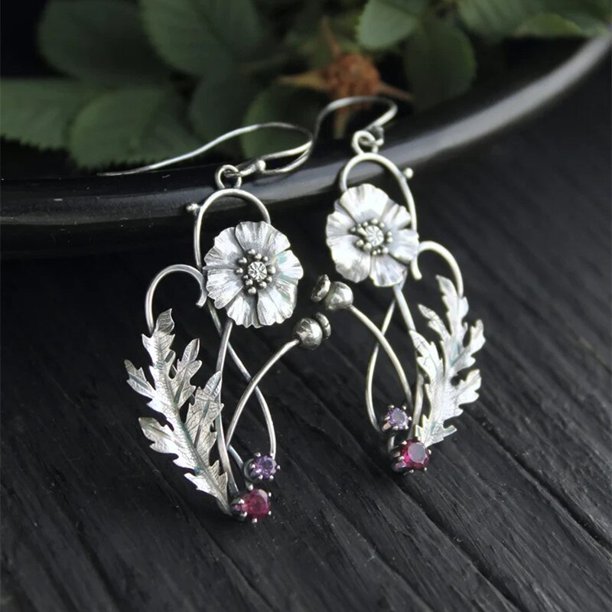 Pendientes de plata de loto para mujer, joyería de elfo, diseño Floral, colgante, regalo, nuevo