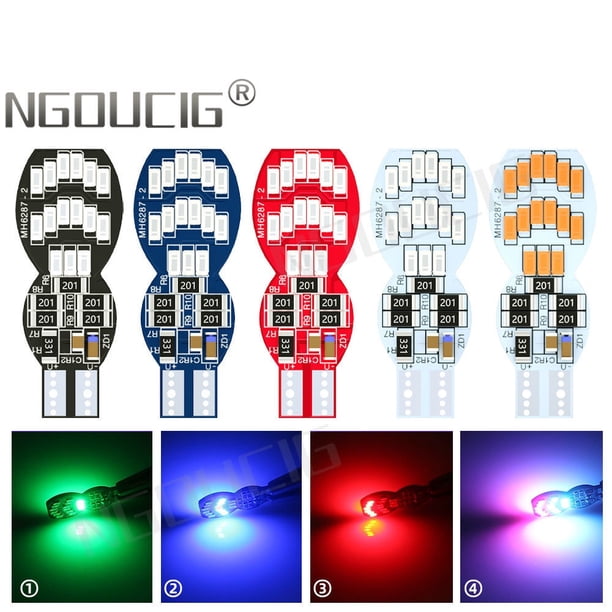 NGOUCIG Flow Water + Flash T10 LED Motocicleta Señal De Giro Bombilla W5W WY5W 3014 Placa De Cola De Automóvil 501 194 Moto Que Fluye Marcador Lateral Estroboscópica Luz De Liquidación De Estacionamie