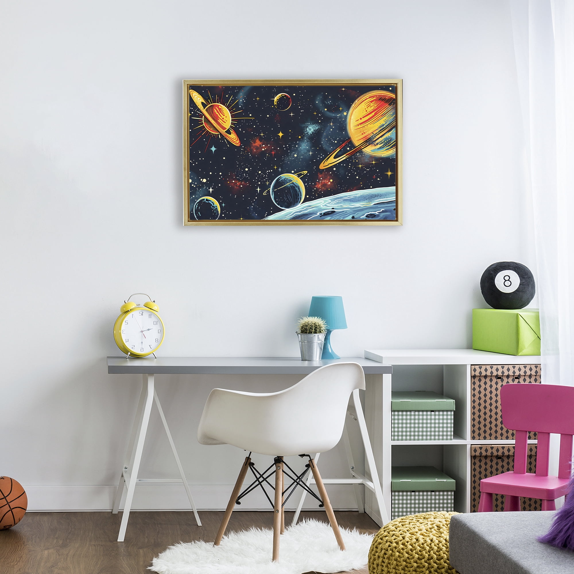 Stupell Industries Black Lit Galaxy Panorama Gold Framed Floater Canvas Wall Art, design by Creative Studio