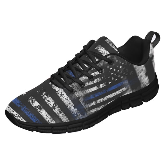 American Police Flag Shoes for Men Women Running Sneakers Breathable Casual Sport Tennis Shoes Gift for Him Her Black Size 3.5