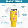 thumbnail image 2 of Yayeee 40oz Double-Wall Insulated Stainless Steel Tumbler with Handle Bottle, Big Pink Stars Pattern, 2 of 8