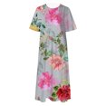 thumbnail image 1 of TSADFHJI Jupe-Culotte pour Femmes Grande Taille Chandail Décontracté à Col Rond Imprimé Floral Manches Courtes Robe Ample Bohème Été Plage S Violet, 1 of 4