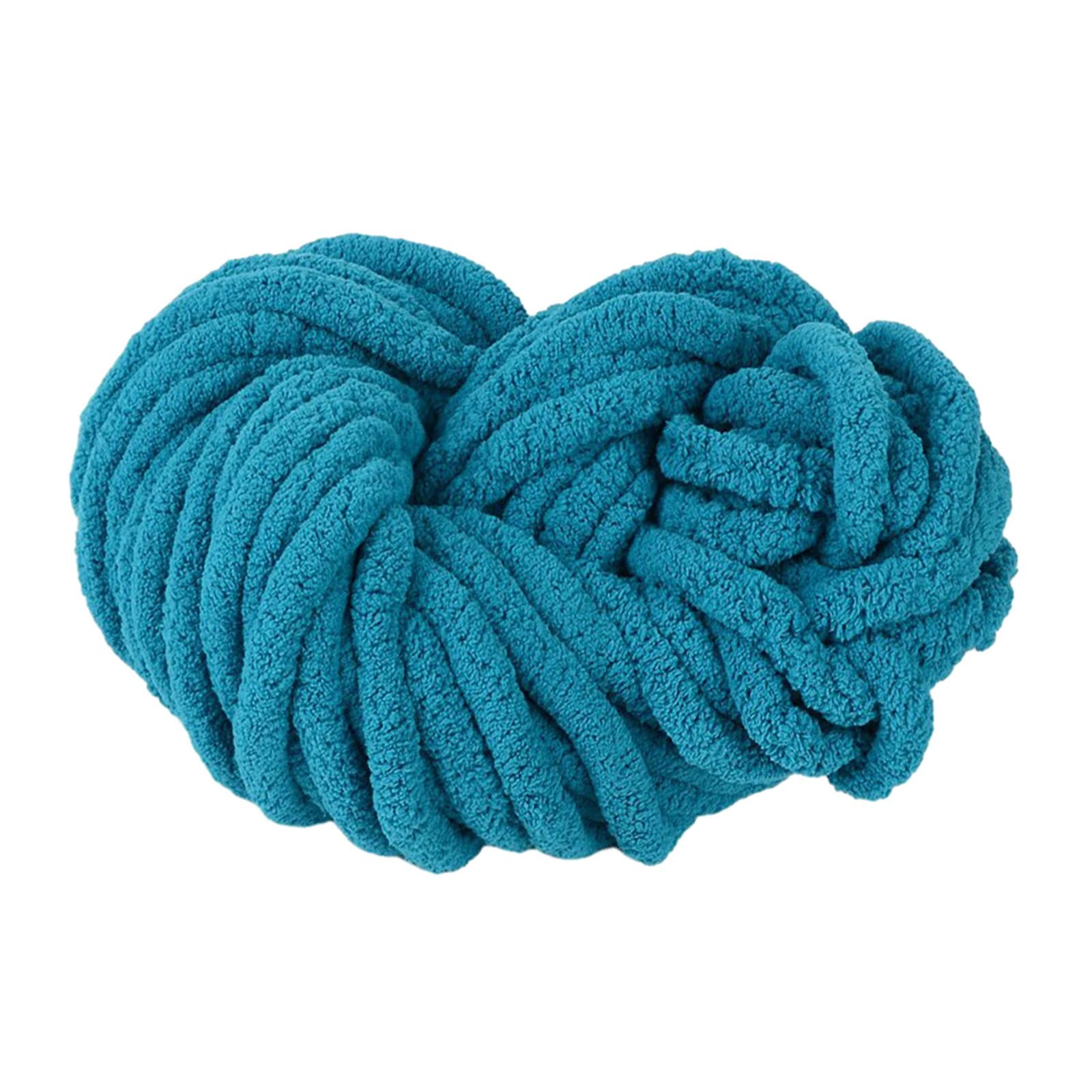 Tachiuwa Chunky Chenille Yarn for Crocheting, Bulky Thick Yarn for Knitting,Super Bulky Chunky Yarn for Hand Knitting Blanket Blue