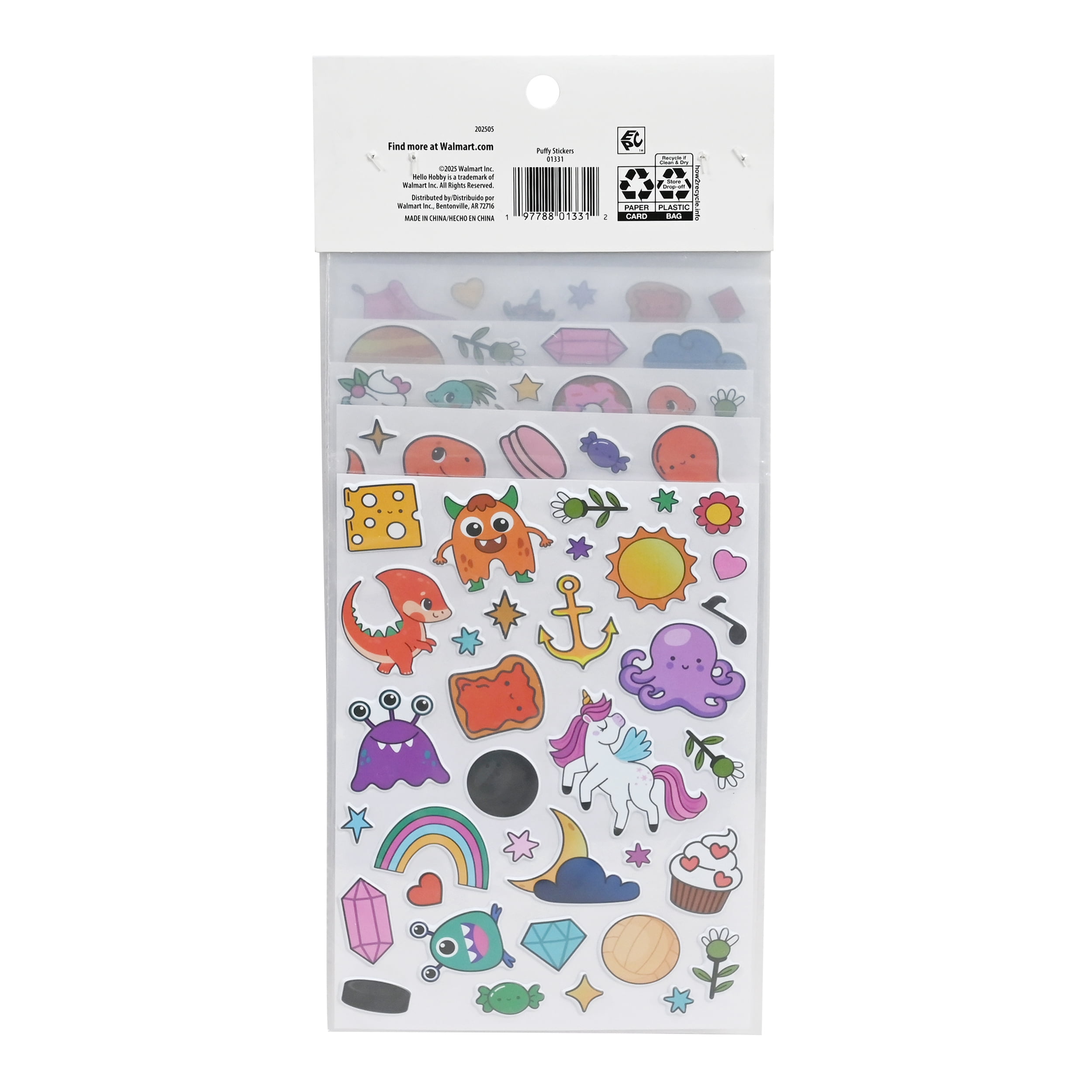 Hello Hobby Puffy Stickers Pack – 400 Assorted Design Pieces for Crafts