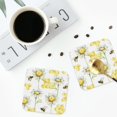 thumbnail image 4 of Naloa Sweet Honey Coasters for Set of 4 - PU Leather Coasters, Coasters for Table Cup Tea Coffee Beer, Decorative for Kitchen Homedecor (Round), 4 of 6