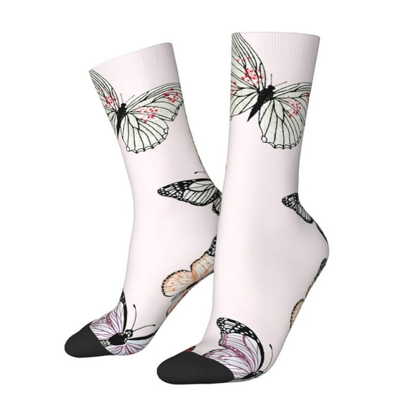 Vsdgher Beautiful Butterfly Crew Socks for Men & Women, Breathable Casual Athletic Ankle Socks