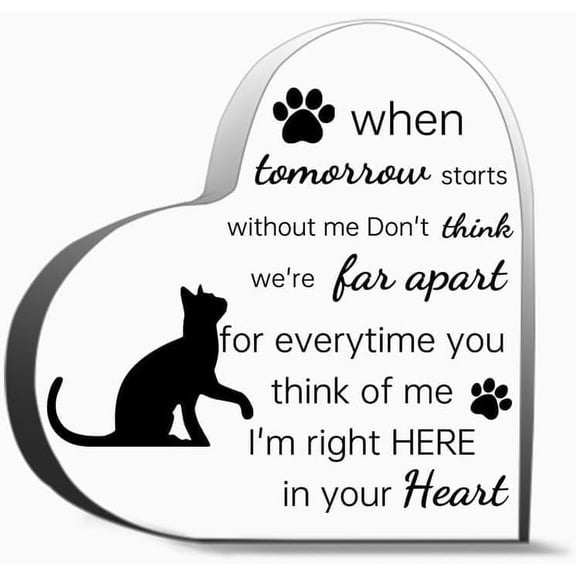 Cat Acrylic Heart Memorial Gift Sympathy Gift Pet Memorial Bereavement Gift Condolence Gift For Loss Unique Acrylic Heart Shaped Plaque Desk Decorations Present Gifts 4x4 inch