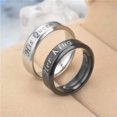 thumbnail image 4 of EOEMY Wedding Anniversary His Queen Her King Printed Style Titanium Steel Couple Ring-Black Her King-8, 4 of 9