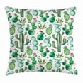 thumbnail image 1 of Green Decor Throw Pillow Cushion Cover, Mexican Texas Cactus Plants Spikes Cartoon Like Art Print, Decorative Square Accent Pillow Case, 18 X 18 Inches, White Light Pink and Lime Green, by Ambesonne, 1 of 2