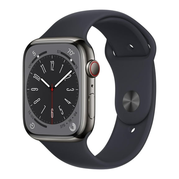 Restored Apple Watch 8th Generation (GPS, 45mm) - Graphite Stainless Steel - Midnight Sport Band (Refurbished)