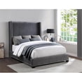 thumbnail image 2 of Pemberly Row Velvet Eastern King Upholstered Bed in Pleated Dark Gray, 2 of 5