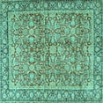 thumbnail image 1 of Ahgly Company Machine Washable Indoor Square Persian Turquoise Blue Traditional Area Rugs, 8' Square, 1 of 4