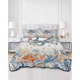 thumbnail image 2 of Quilts Twin Size Bedding Set, Octopus Coastal Lightweight Quilted Comforter, Summer Beach Coral Starfish Blue Grey Soft Reversible Bedspread Coverlet with Pillow Covers for All Season, 68" x 86", 2 of 7