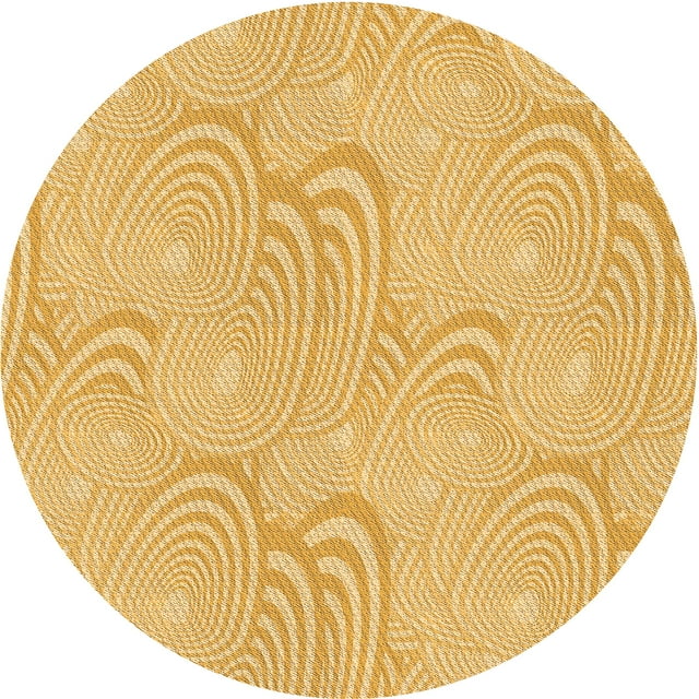 Ahgly Company Tapis d'Intérieur Lavable en Machine Carré Transitionnel Chrome Or Jaune, 3 Pieds Carré