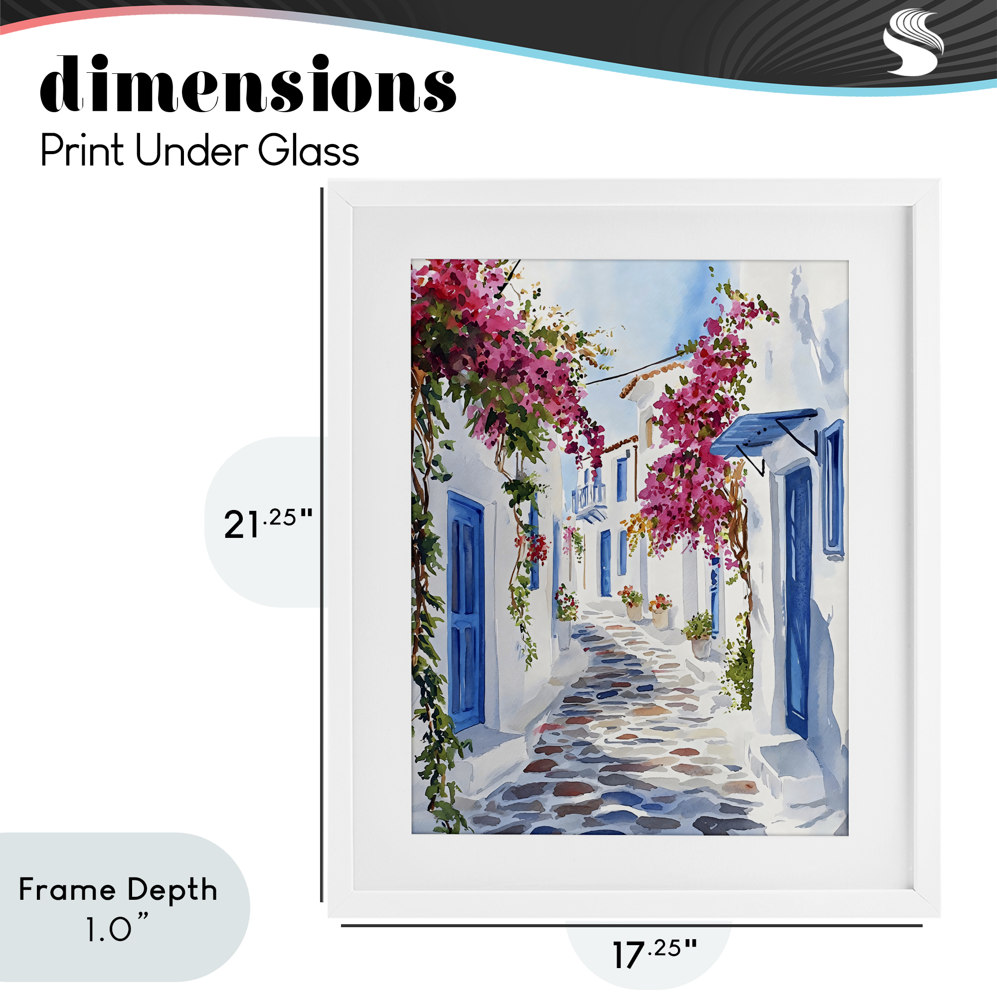 Stupell Industries Santorini Stone Street Pathway White Framed Print Under Glass, design by LSR Design Studio