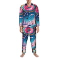 thumbnail image 3 of Naloa Colorful Donut Men’s Pajamas Set - Long Sleeve Button Down Sleep Shirt and Pajama Bottoms Sleepwear Set-X-Large, 3 of 7