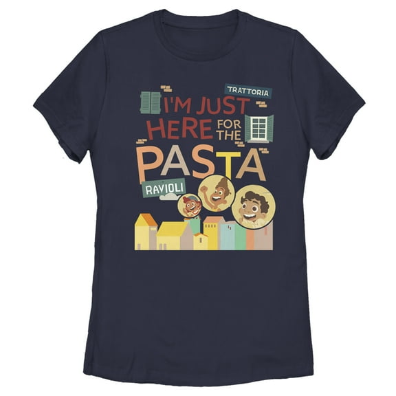 Women's Luca I'm Just Here for the Pasta  Graphic Tee Navy Blue X Large