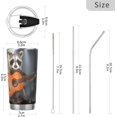 thumbnail image 2 of Tumbler Raccoon Rock Guitar Insulated Coffee Cup Beverage Container Travel Mug with Straw and Lid Double Wall Stainless Steel 20oz Office, Back to School, 2 of 5