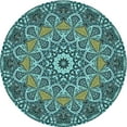 thumbnail image 1 of Ahgly Company Tapis d'Intérieur Ronds Transitionnels Lavables à la Machine, Vert Turquoise Moyen, 8 Pieds Rond, 1 of 7