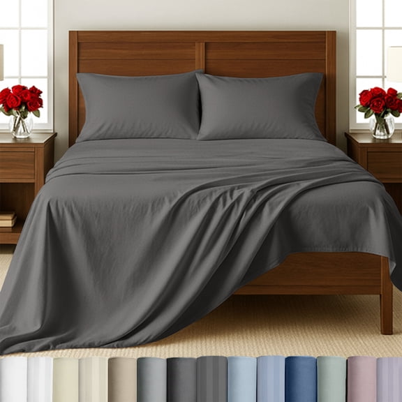 California Design Den Twin XL Sheet Sets - 500 Thread Count 100% Cotton Sateen, 3 Piece Adult/Teen Sheet Set, Bed Sheets with Deep Pocket Fitted Sheet, Dark Grey