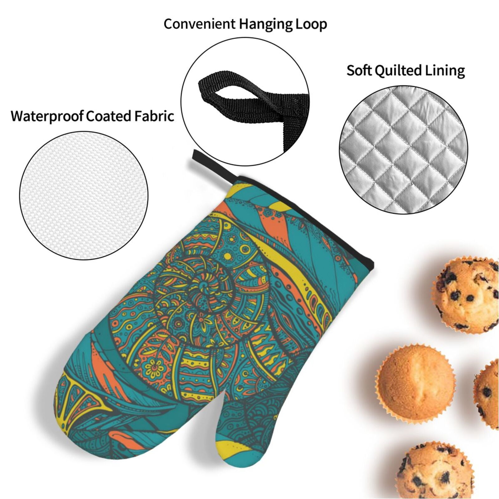 Ornamental Snails Abstract Snail 4Pcs Oven Mitts and Pot Holders Sets Oven Kitchen Gloves Hot Pads for Cooking BBQ Baking Grilling