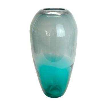 A&B Home Lourdes Hand-Made Ombre Glass Vase - 7.5"Dia. x 15"H - Blue