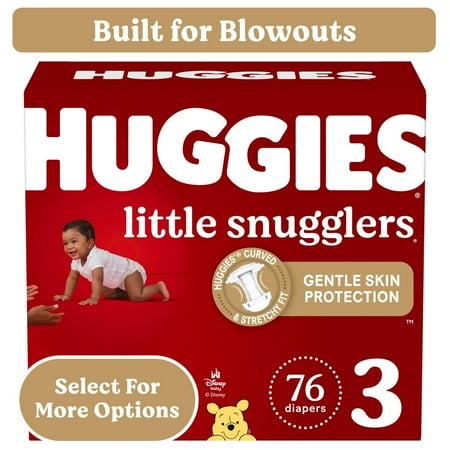 Huggies Little Snugglers Baby Diapers, Size 3 (16-28 lbs), 76 Ct