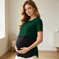 thumbnail image 5 of Bovxnpu Womens Maternity Shirts Maternity Nursing Short Sleeve Striped Colorblock Top Sleepwear, 5 of 9