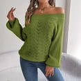 thumbnail image 2 of oqasdz Women's Sweaters Off Shoulder Long Sleeve Knitted Hollow Elegant Pullover Sweaters Fashion Holiday Outwear Casual Loose Fit, 2 of 3