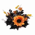 thumbnail image 2 of Fmbmuo Candle Ring Wreath 12 Inch Artificial Sunflower Chrysanthemum Fall Table Centerpiece For Halloween Thanksgiving Home Decor,Yellow, 2 of 5