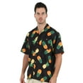 thumbnail image 2 of UZZI Mens Hawaiian Casual Button Down Short Sleeve Beach Surf Aloha Party Shirt, Black Pineapple, Size: Small, Uzzi Active Wear, 2 of 3