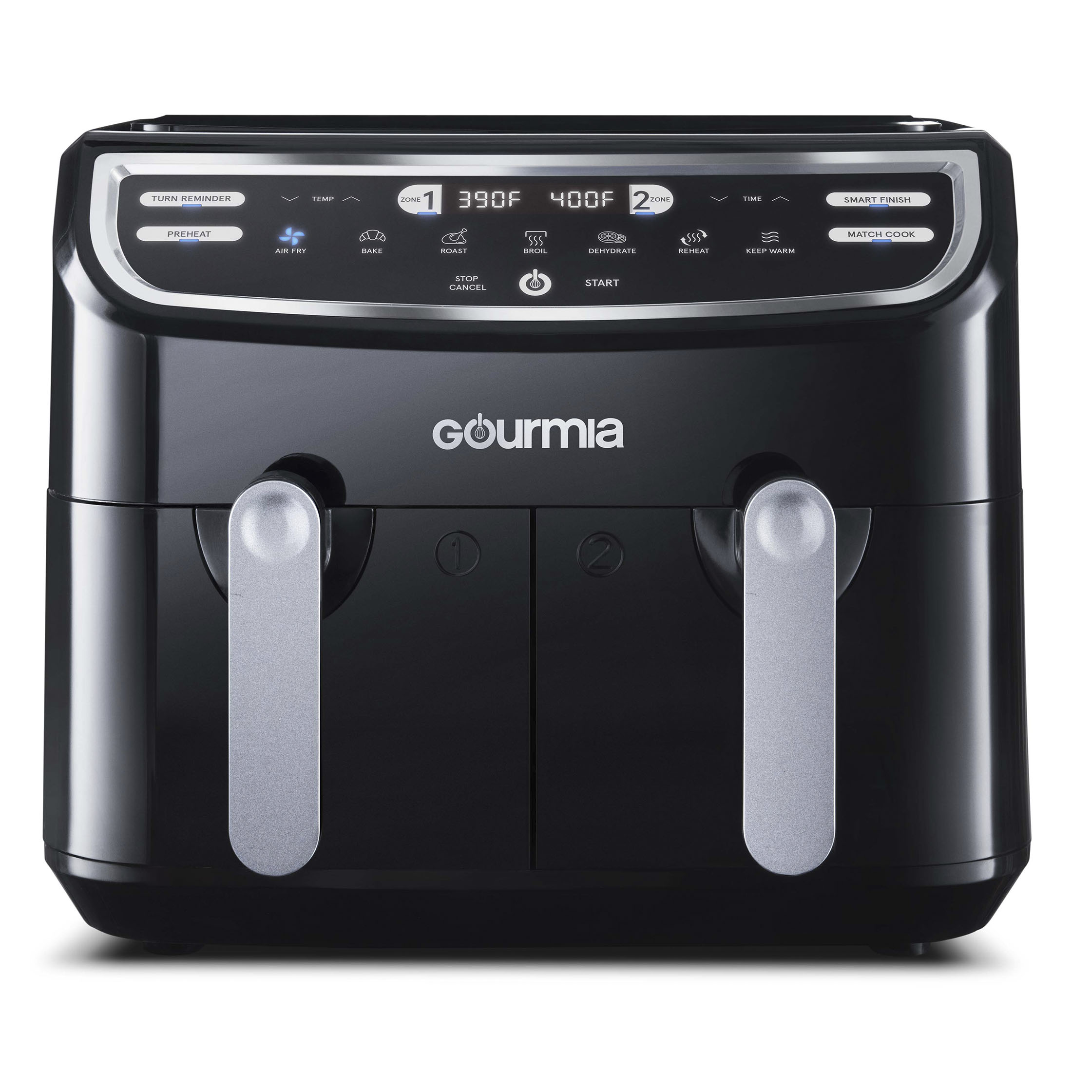 Gourmia 9 Qt 7-in-1 Dual Basket Digital Air Fryer with Smart Finish, BLK, 12.598 H, New - image 3 of 14