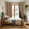thumbnail image 4 of Hiasan 100% Blackout Curtains with Tiebacks, Room Darkening Privacy Grommet Top Window Curtains for Bedroom & Living Room, Cappuccino, 52"W x 84"L, Set of 2, 4 of 10