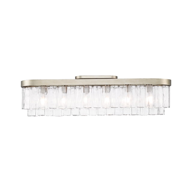 Ciara 6-Light Flush Mount in White Gold with Hammered Water Glass