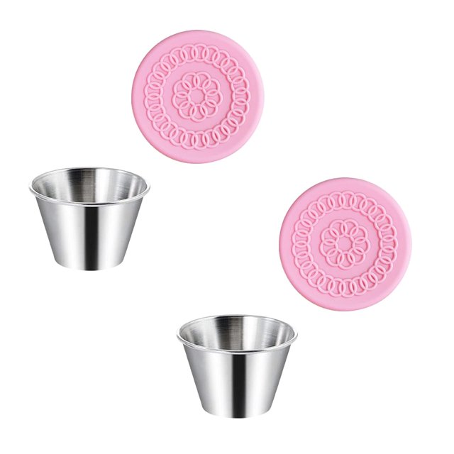 Oleegame 2PC Produce Storage Dressing Containers Small Condiment Containers With Lids Stainless Steel Condiment Cup Dipping Cups Container For Lunch Bento Box Pink