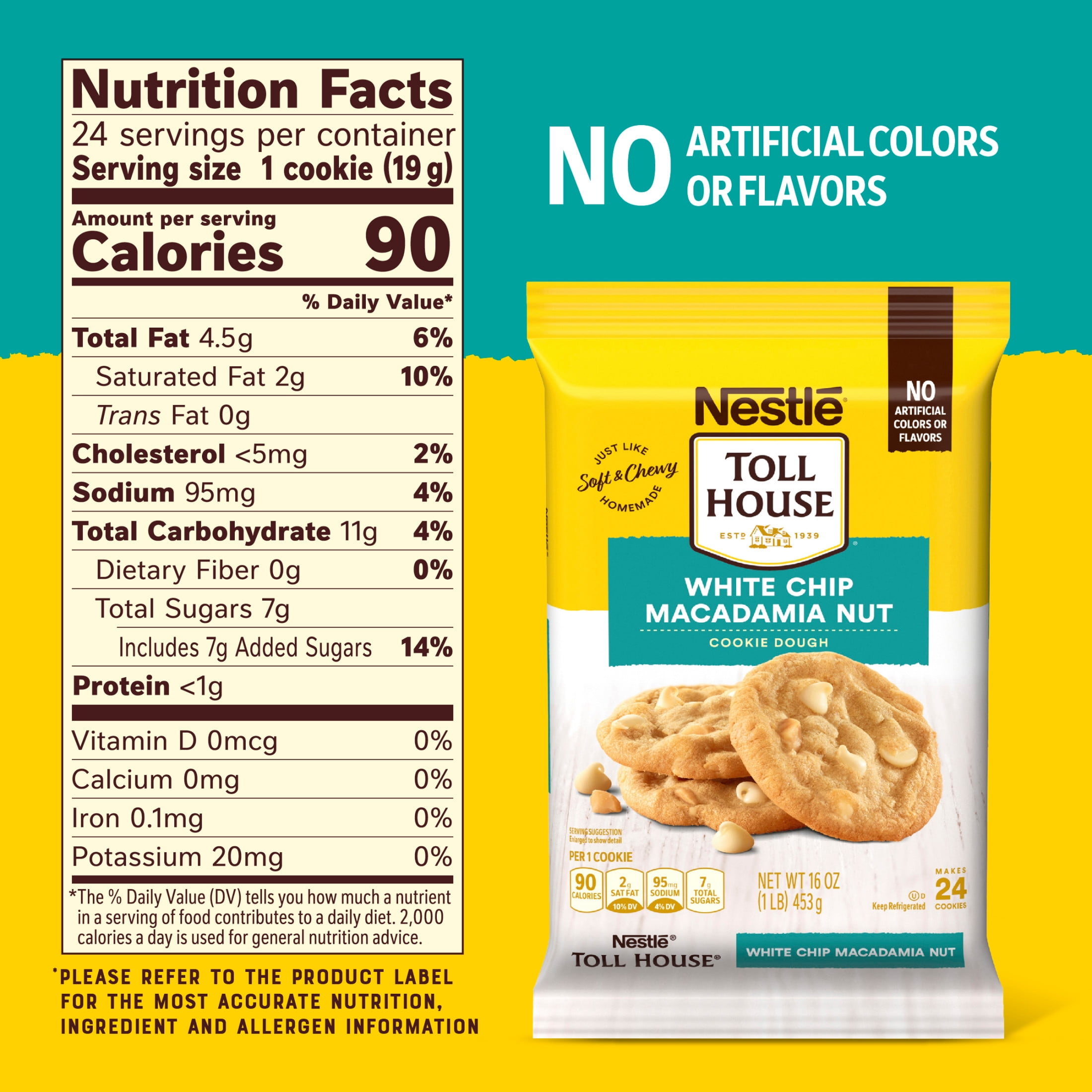 Nestle Toll House White Chip Macadamia Nut Cookie Dough, Makes 24 Cookies, 16 oz