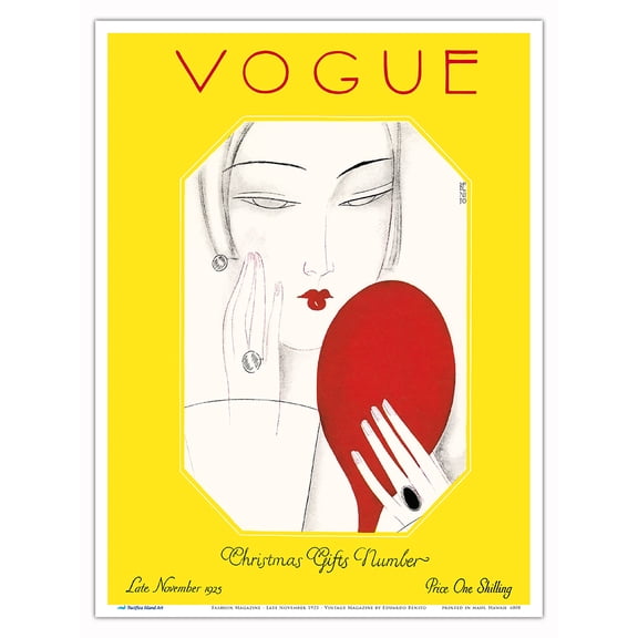 Fashion Magazine - Late November 1925 - Christmas Gifts Number - Vintage Magazine Cover by Eduardo Benito - Master Art Print (Unframed) 9in x 12in