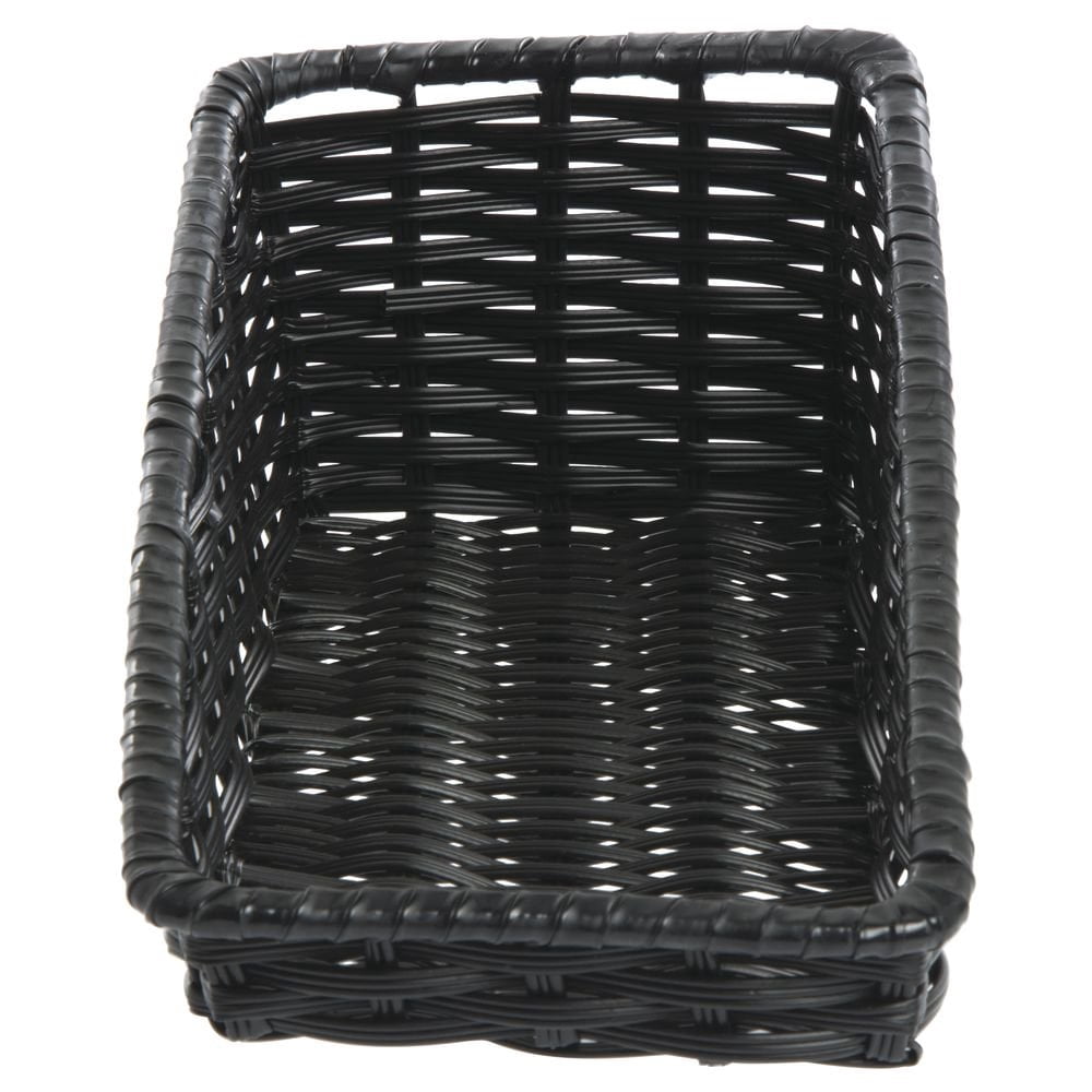 HUBERT® Wicker Storage Baskets Black Plastic - 7 1/2"L x 16"D x 1 1/2" to 5"H