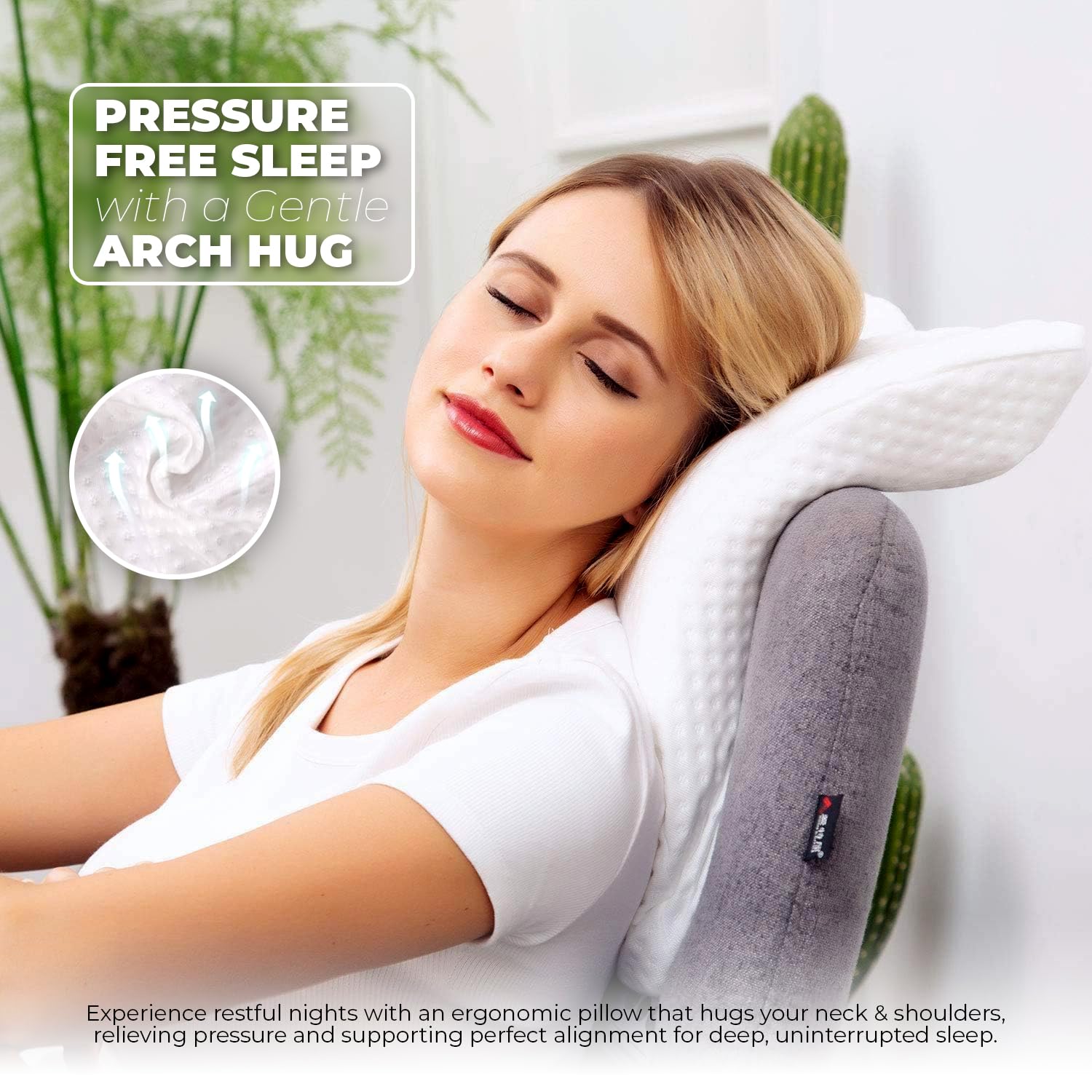 Nazarian's Side Sleeper Pillow for Shoulder Support - Memory Foam Pillow for Arm with Arched Hug Pillow Design - Shoulder Relief System Style for Couples and Comfortable Sleep