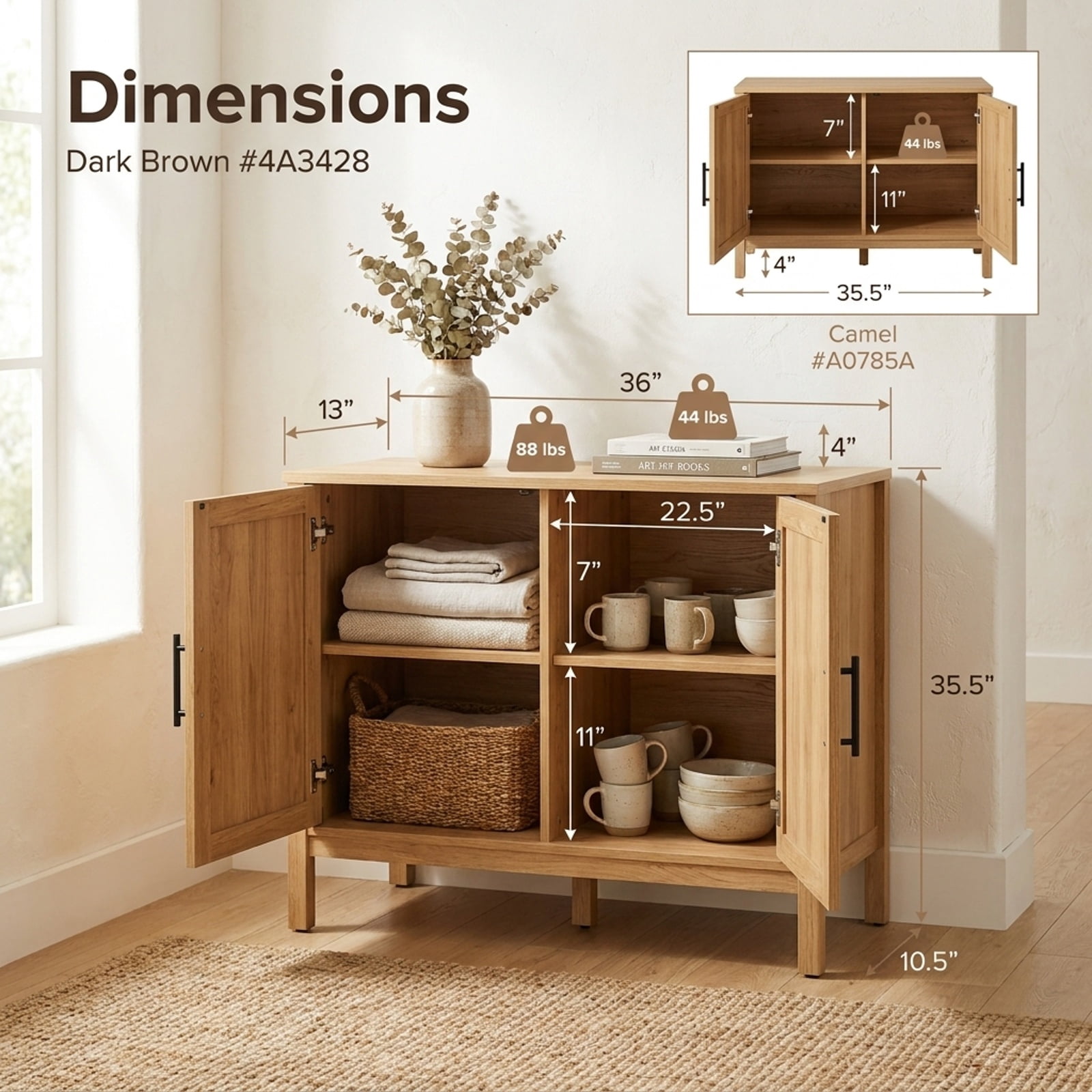 Furnibear 5 Tier Freestanding Shoe Storage Cabinet with Detachable Shelves and Ventilation for Entryway Hallway and Closet, Oak