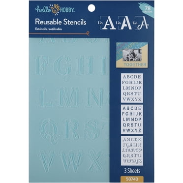 Hello Hobby Stencil Set, 7" x 10", 3 Piece, Font