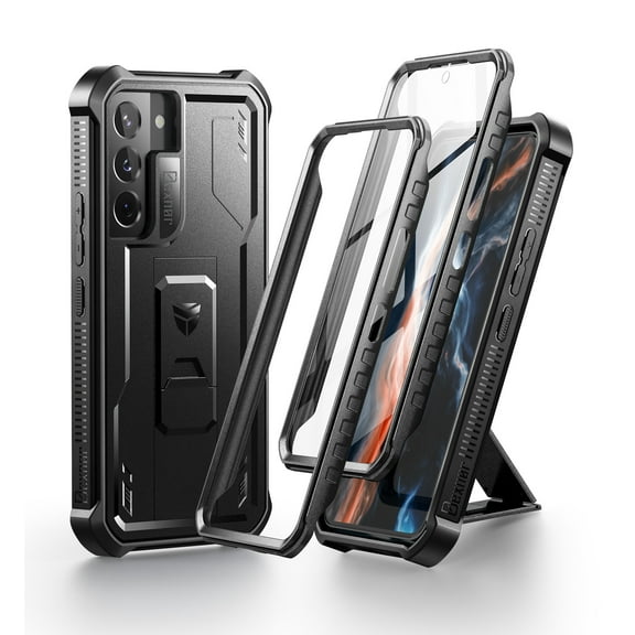 Dexnor Full Body Case for Samsung Galaxy S22 5G/6.1 inches, [Extra Front Frame] Heavy Duty Military Grade Protection Built-in Screen Protector and Kickstand for Galaxy S22 5G,Black