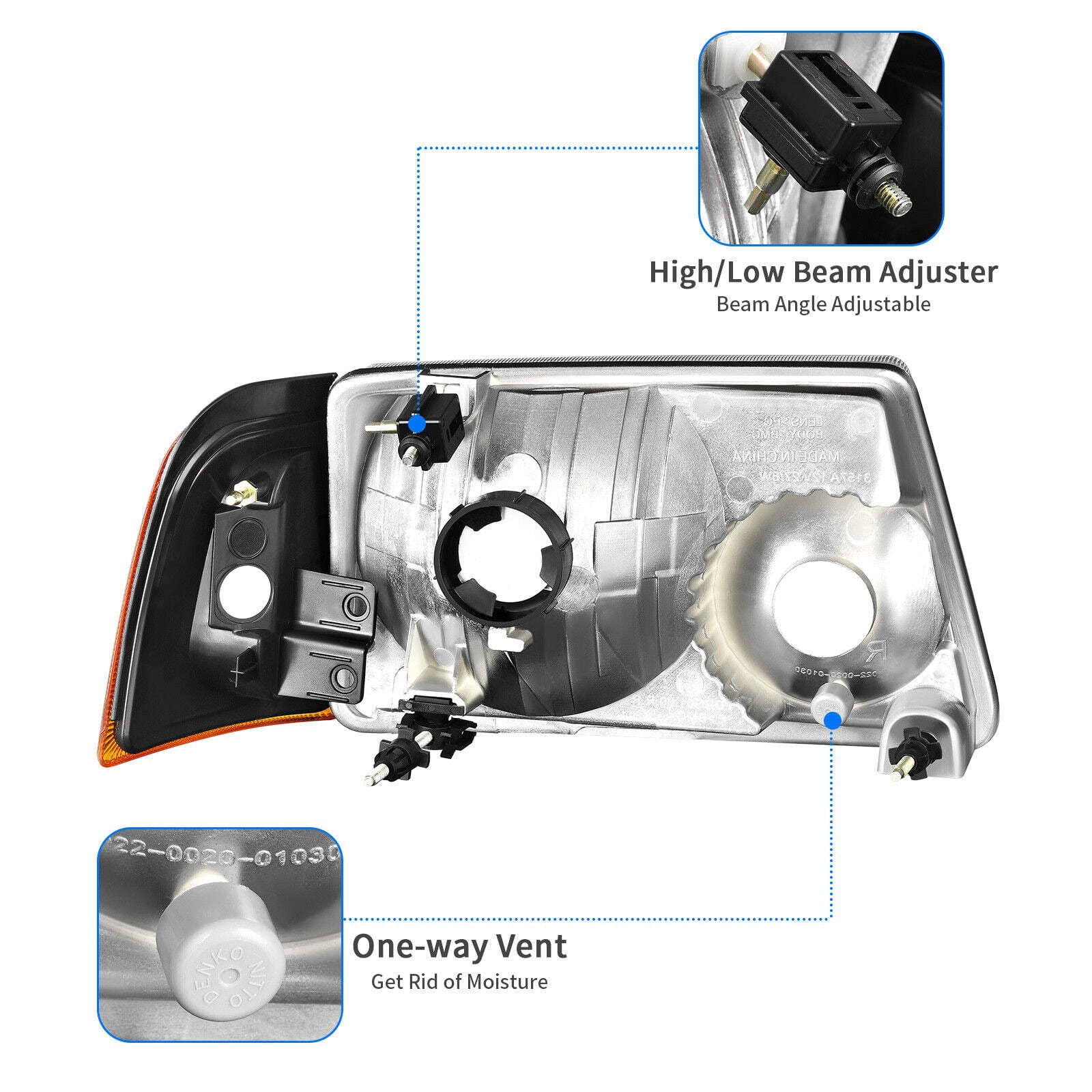 RVNI Headlights + Amber Corner Turn Signal For 2001-2011 Ford Ranger Smoke Lens Lamps